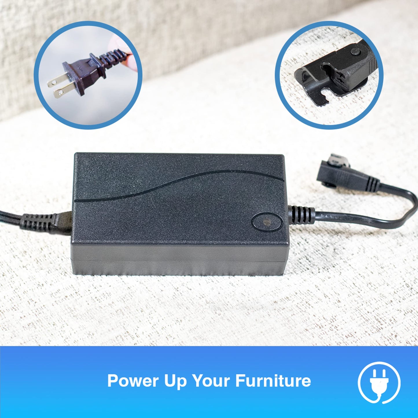 Pro Motion Power Furniture Universal Power Supply for Recliner, Sofa, Loveseat - 29V 2A AC/DC Adapter with Wall Cord