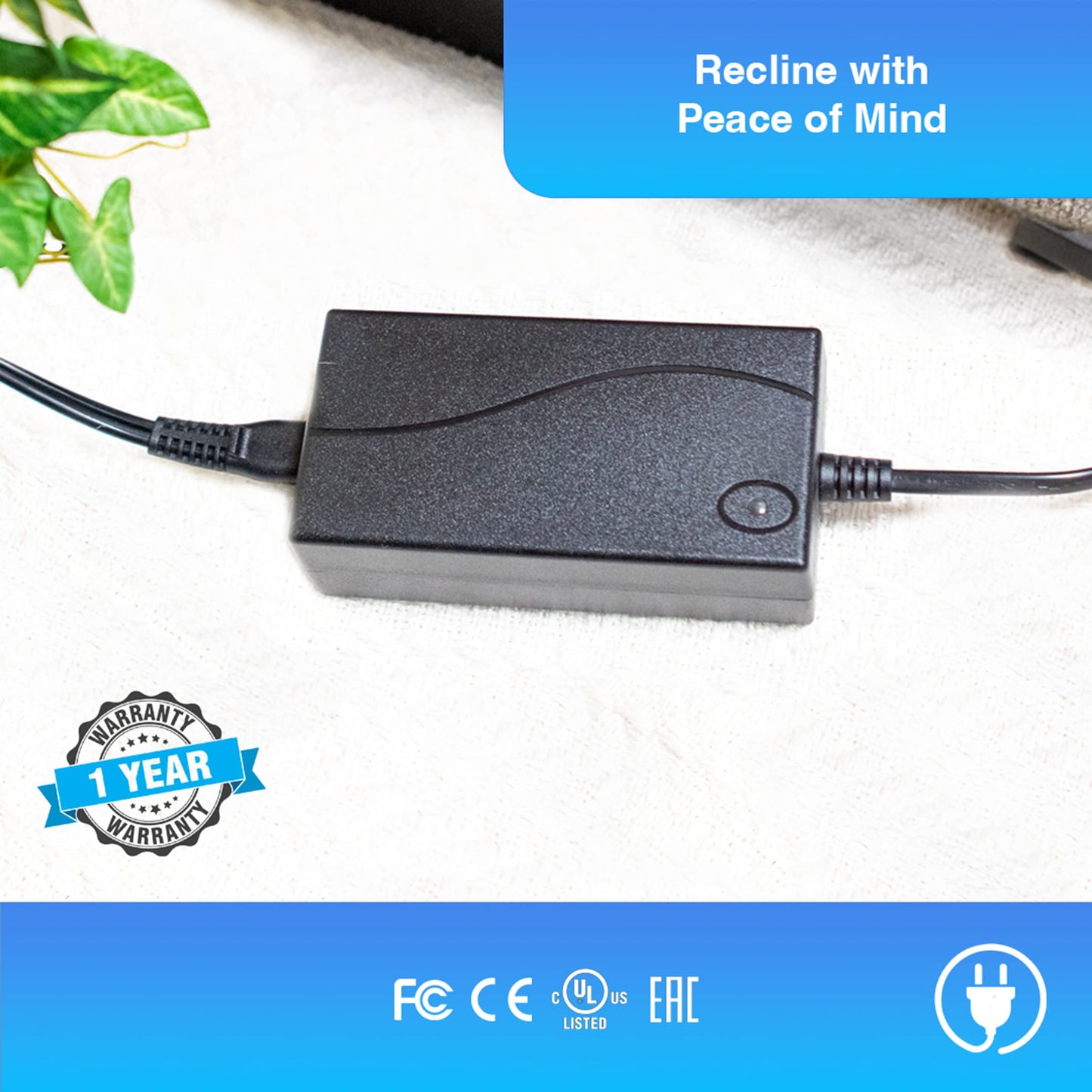 Pro Motion Power Furniture Universal Power Supply for Recliner, Sofa, Loveseat - 29V 2A AC/DC Adapter with Wall Cord