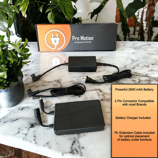 Pro Motion 2600 mAh Rechargeable Battery Pack Kit with Charger for Sofa, Couch, Sectional, Recliner. Battery Charger Included.